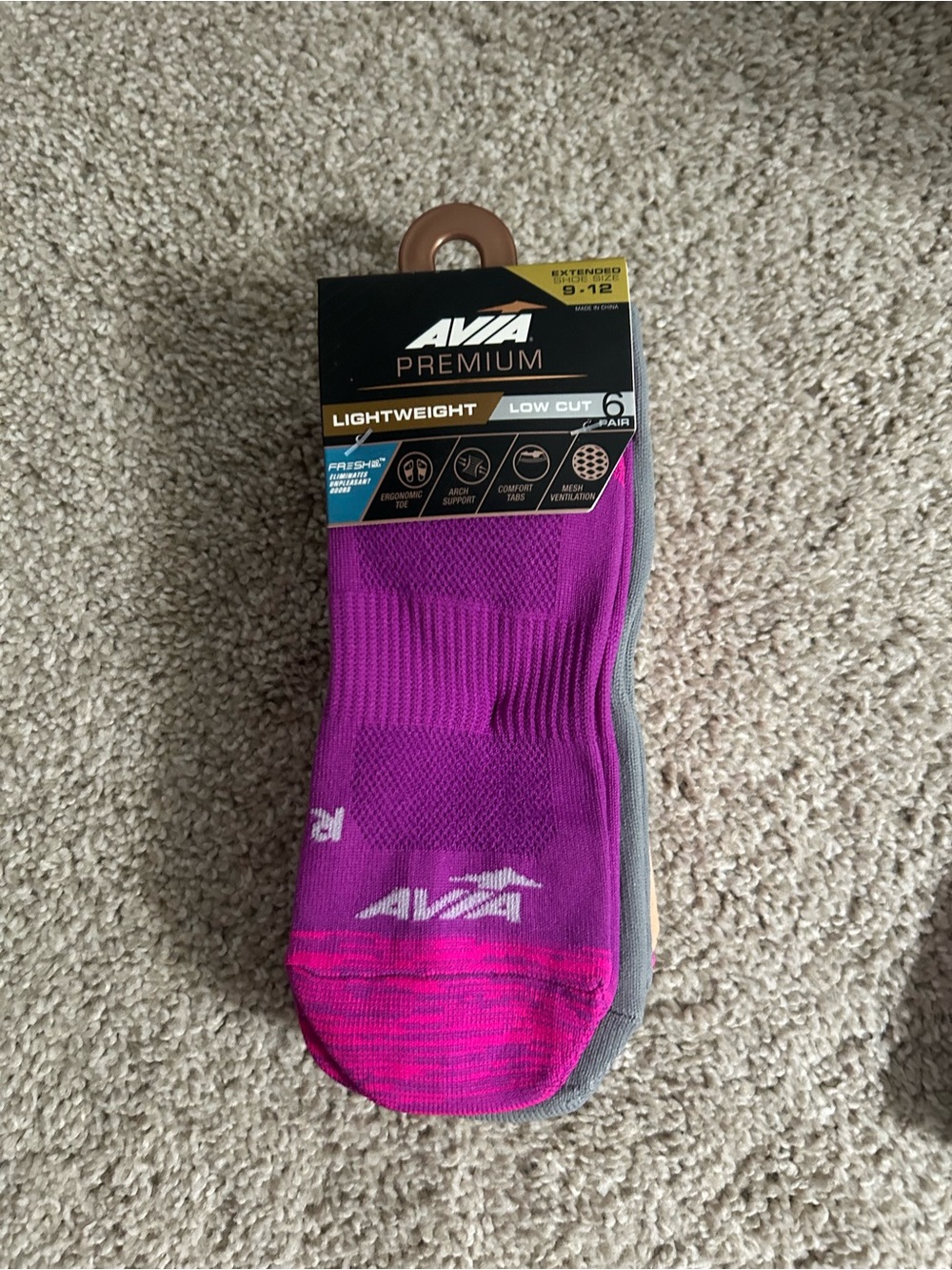 AVA Premium Lightweight Low Cut Socks 6 Pair Women's 9-12 NWT